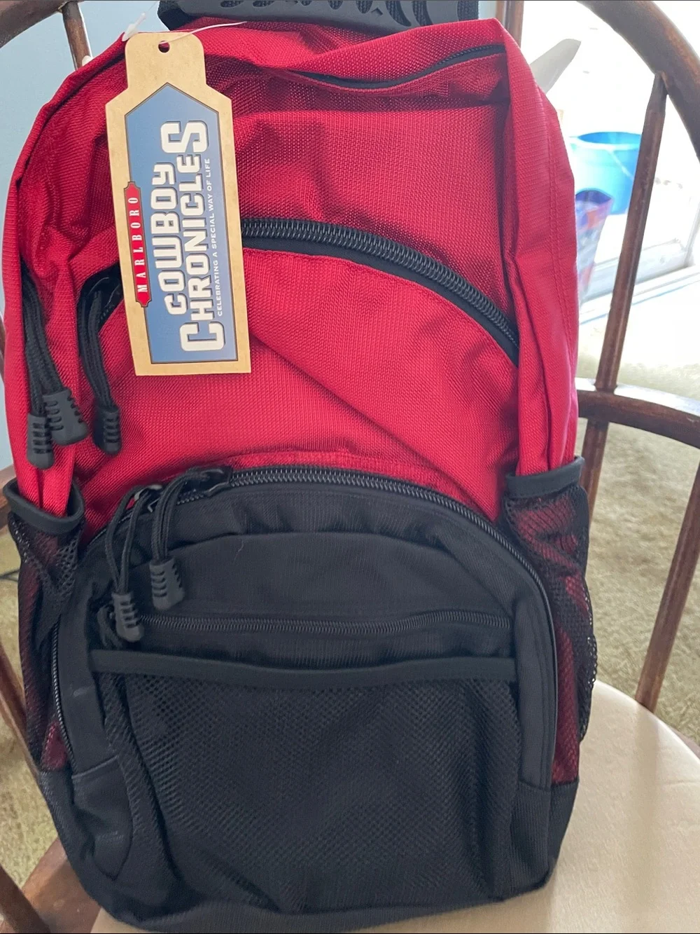 Marlboro Cowboy Chronicles Red and Black Zippered Backpack NWT